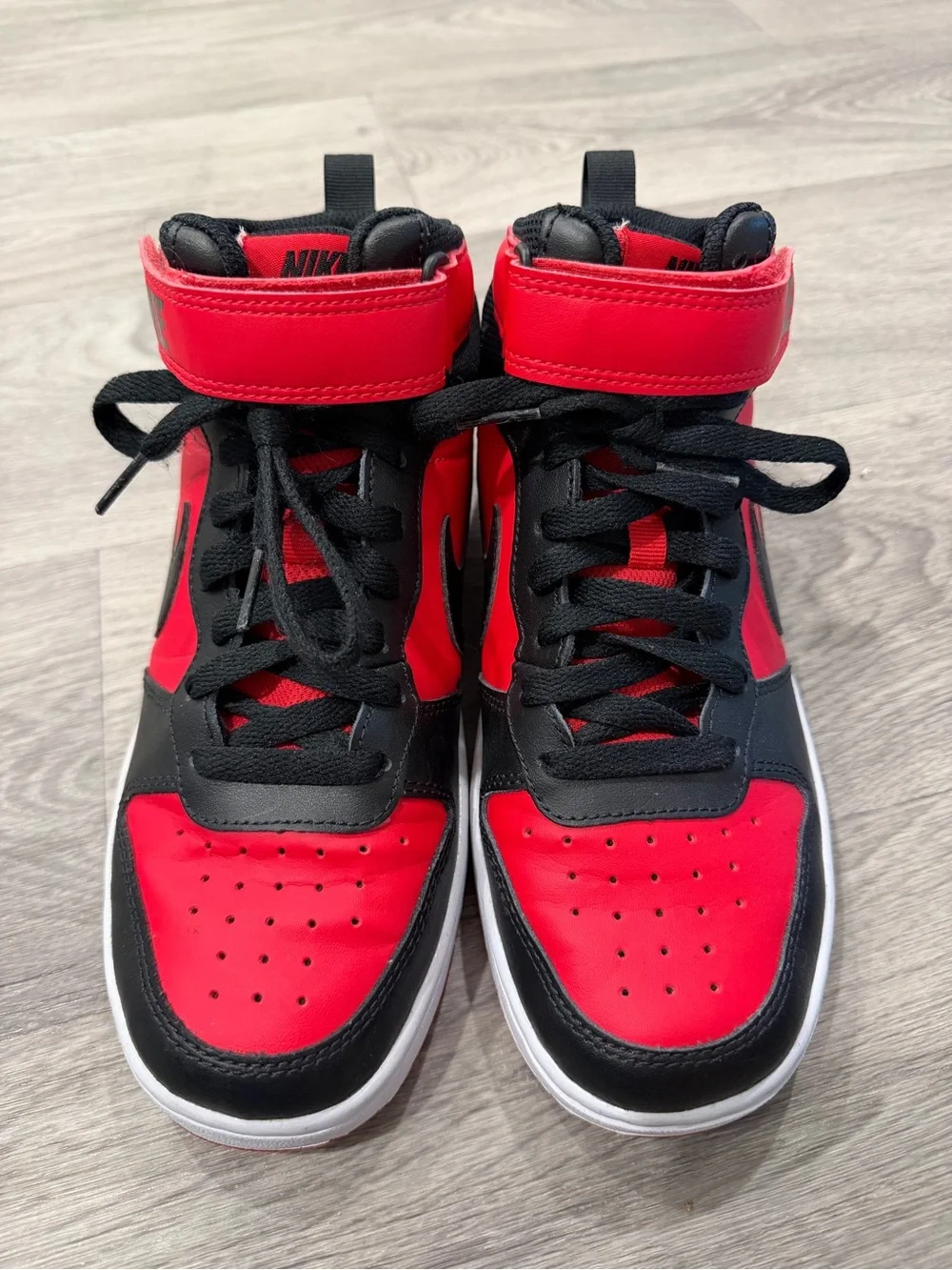Nike Court Borough Mid 2 Red Black High Top Sneakers Youth 5.5Y